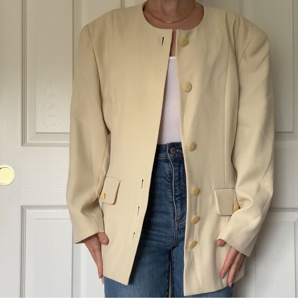 Pale yellow 80s blazer - Picture 1 of 4